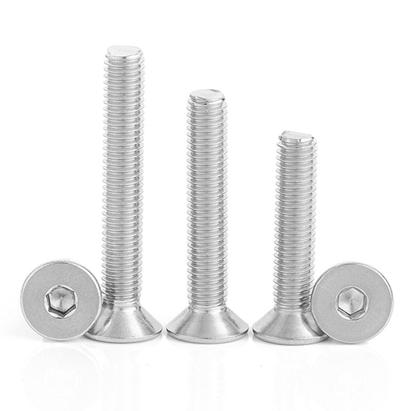 M2 M2.5 M3 M4 304 Stainless Steel Countersunk Head Hexagon Screws - Flat Cup Hex Bolts for Machinery and Furniture Installation