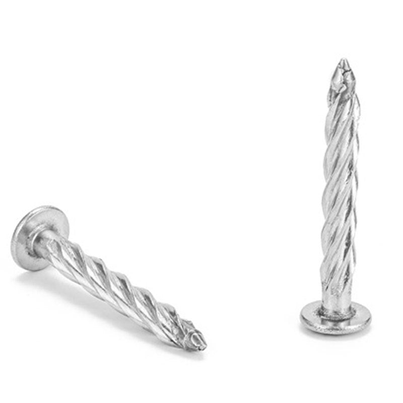M8  201/304 Stainless Steel Threaded Nails Galvanized Twist Nails Round Head Spiral Nails Cement Floor Compression Explosion Expansion Nails for Building & Concrete Installation