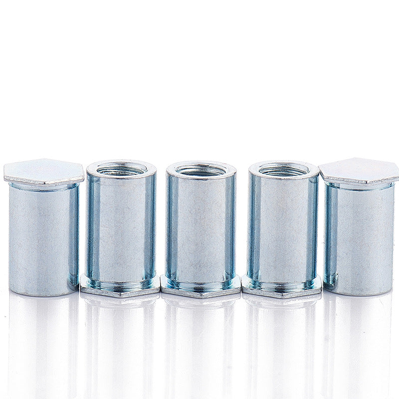M3M4  BSO Carbon steel blue and white zinc blind hole riveting screw column riveting nut column internal thread riveting part hexagonal stud  for Hardware Fabrication
