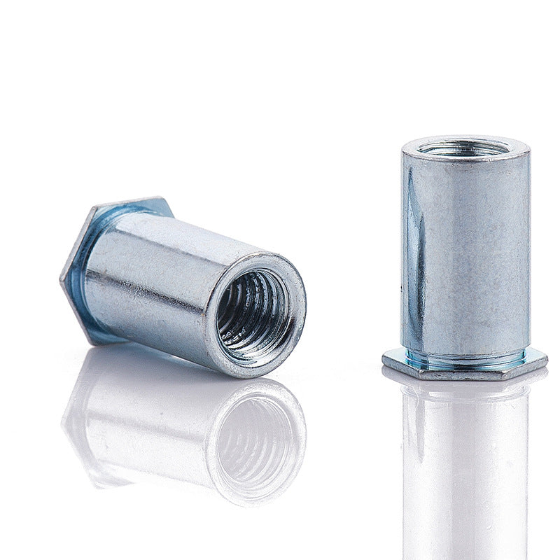 M3M4  BSO Carbon steel blue and white zinc blind hole riveting screw column riveting nut column internal thread riveting part hexagonal stud  for Hardware Fabrication