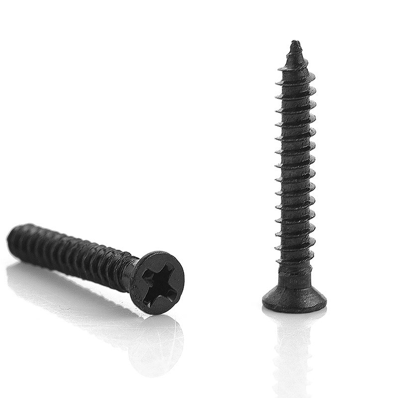 M2.5 M3 M4 Black Cross Countersunk Flat Head Self Tapping Screws for Furniture Woodworking Electrical Equipment Assembly