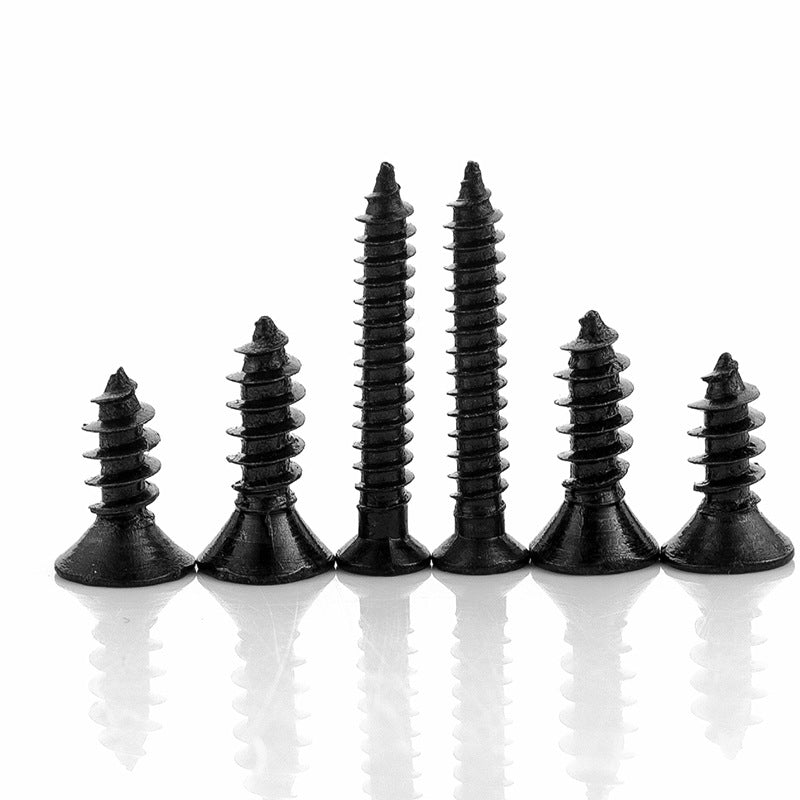 M2.5 M3 M4 Black Cross Countersunk Flat Head Self Tapping Screws for Furniture Woodworking Electrical Equipment Assembly