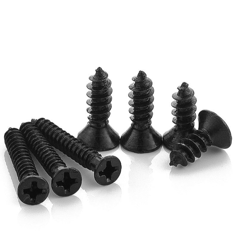 M2.5 M3 M4 Black Cross Countersunk Flat Head Self Tapping Screws for Furniture Woodworking Electrical Equipment Assembly