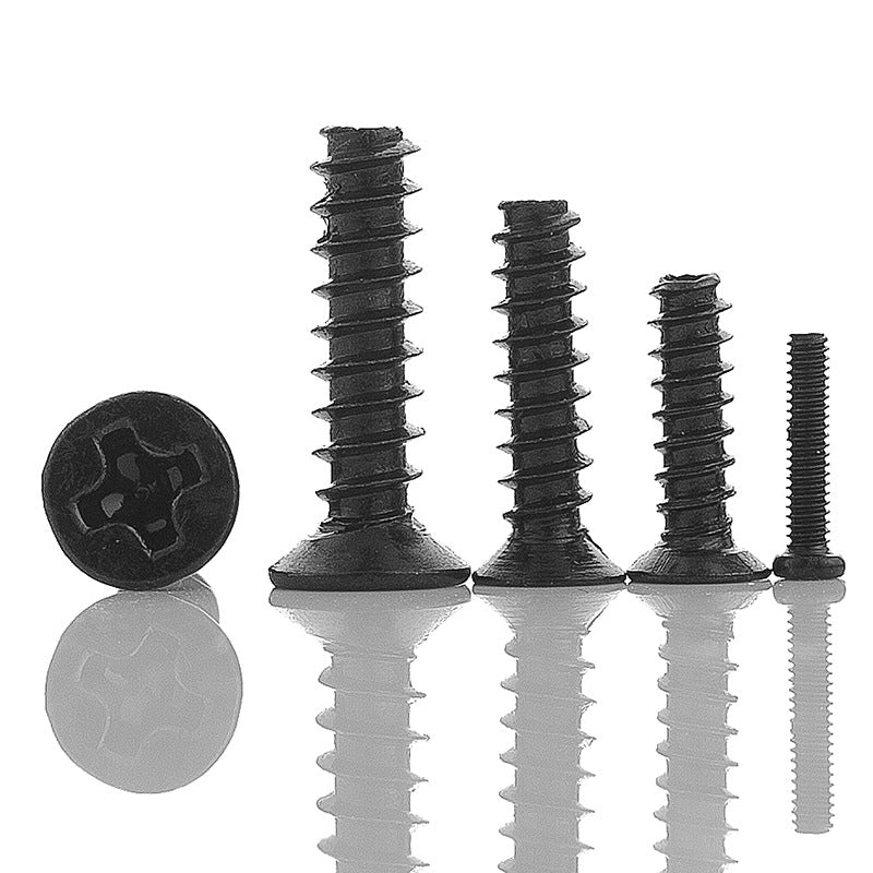 Carbon Steel Black Oxide Countersunk Head Flat Tail Self-Tapping Screws for Chassis & Fan Mounting