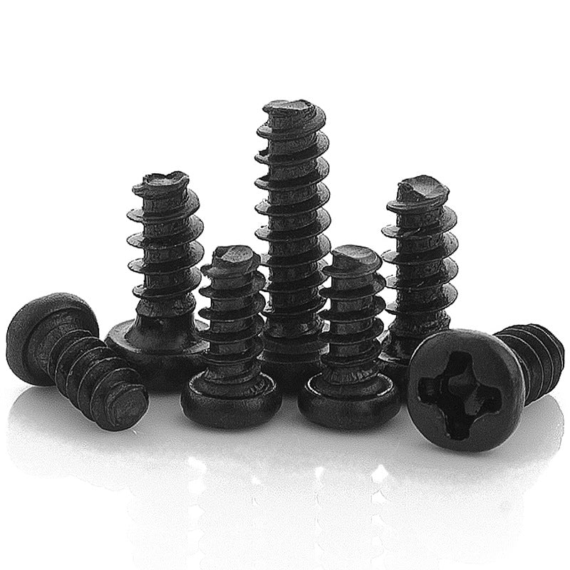 M1 M1.4 M2 M3 M4 M5 Black Pan Head Phillips Flat Tail Self-Tapping Screws Small Round Head Screws for Electronics and Precision Repair