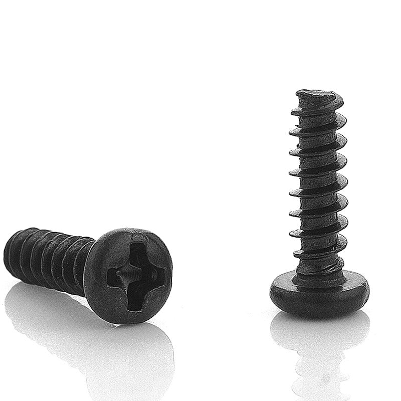 M1 M1.4 M2 M3 M4 M5 Black Pan Head Phillips Flat Tail Self-Tapping Screws Small Round Head Screws for Electronics and Precision Repair