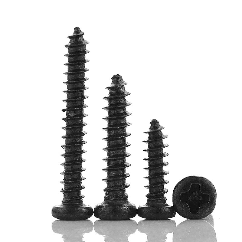 M3M4M5M6M8 304 stainless steel black round head self-tapping screw pan head cross self-tapping wood screw for Woodworking & Furniture