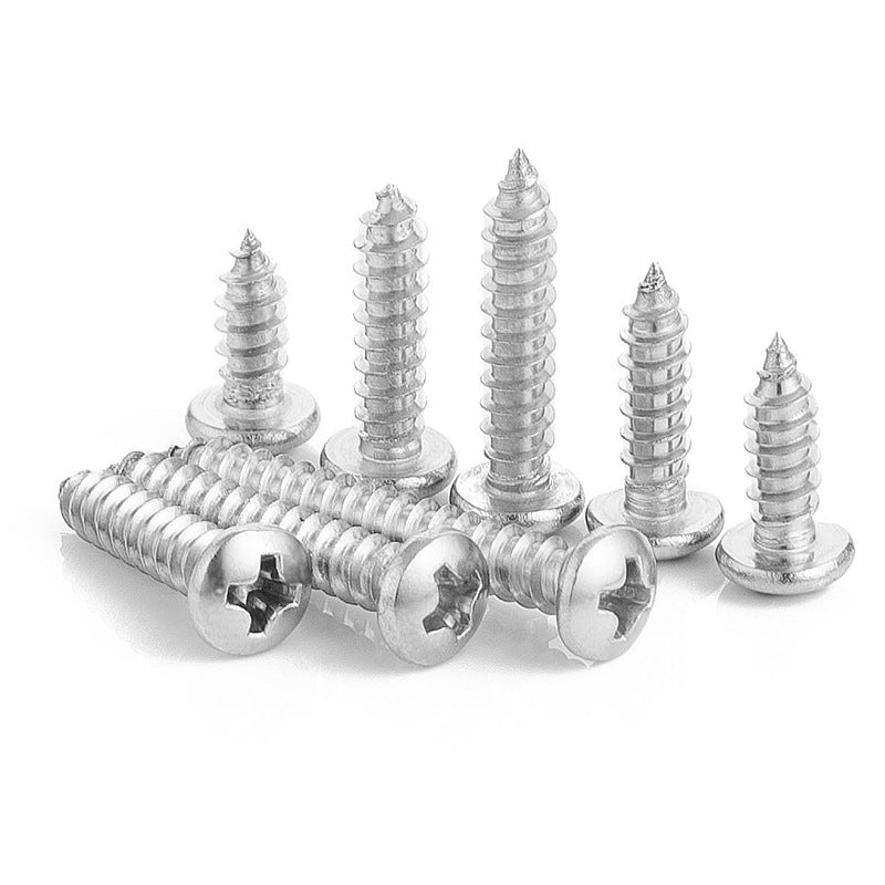 M4-M8 304 Stainless Steel Round Head Pointed Tail Self-Tapping Screws for Outdoor & Home Improvement