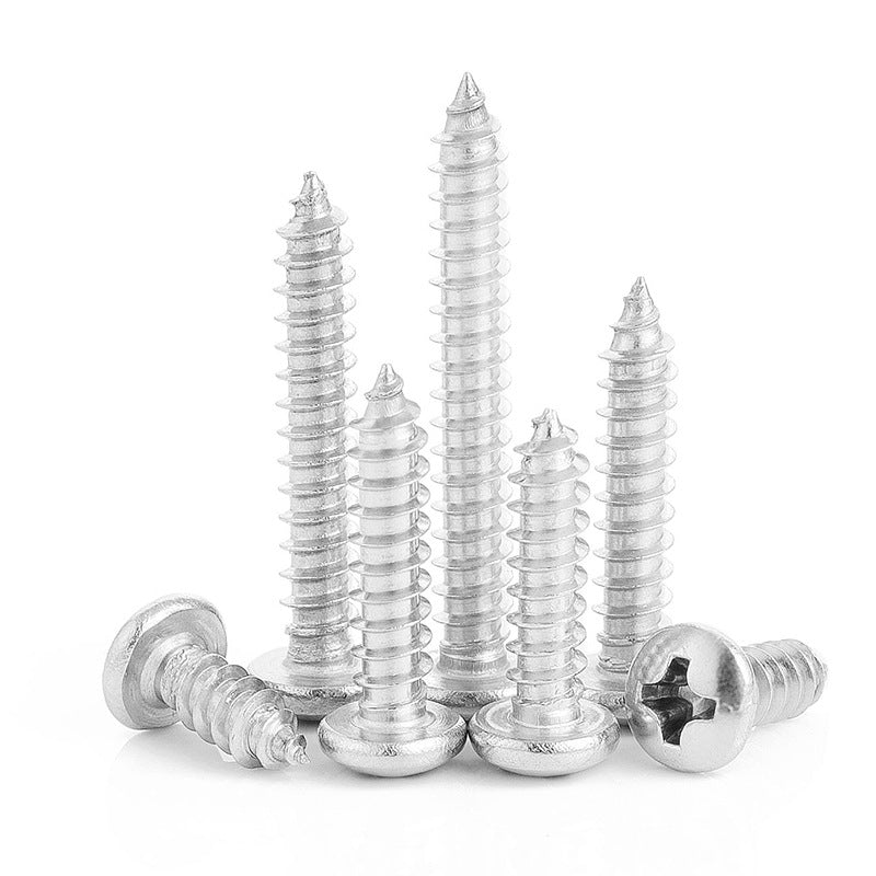 M4-M8 304 Stainless Steel Round Head Pointed Tail Self-Tapping Screws for Outdoor & Home Improvement