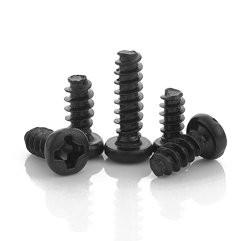 M1 M1.4 M2 M3 M4 M5 Black Pan Head Phillips Flat Tail Self-Tapping Screws Small Round Head Screws for Electronics and Precision Repair
