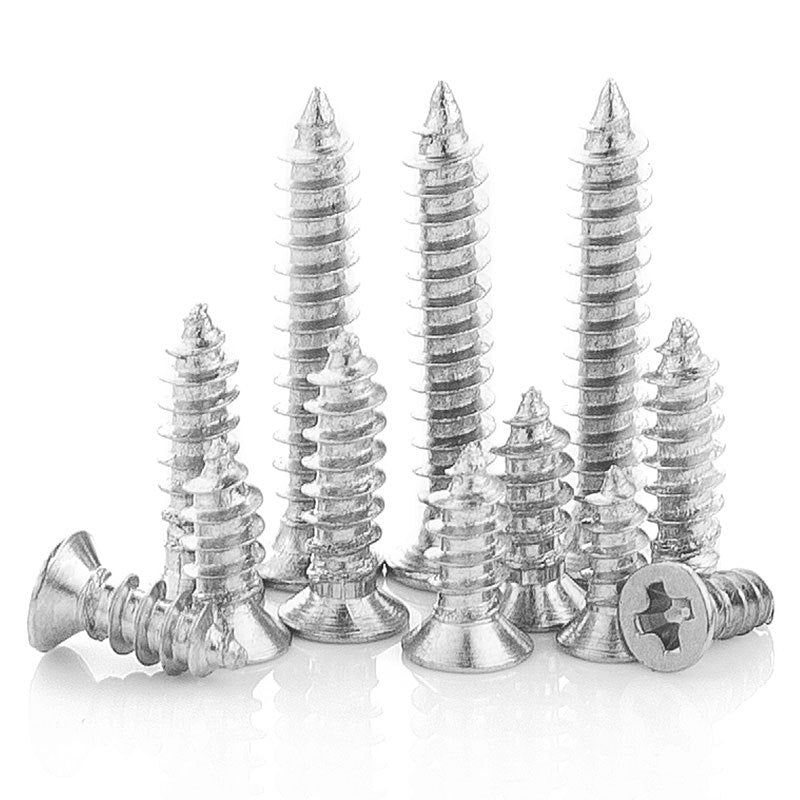 M2 M3 M4 Nickel-Plated Cross Countersunk Flat Head Self-Tapping Screws Sharp Tip for Hardware DIY Electrical Furniture & Light Industrial Assembly