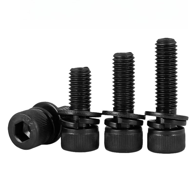 DIN912  M2-M12 Hex Socket Combo Screw Black 304 Stainless Steel Cup Head Washer Set Fastener