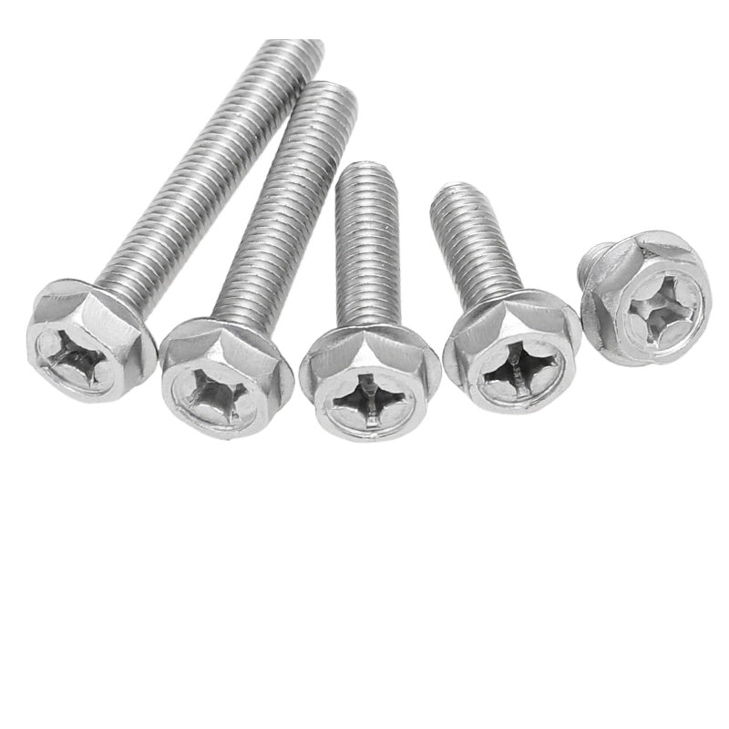 M4/M5/M6/M8 304 stainless steel cross flange screws outer hexagonal recess flange bolts toothed screws for Equipment Assembly