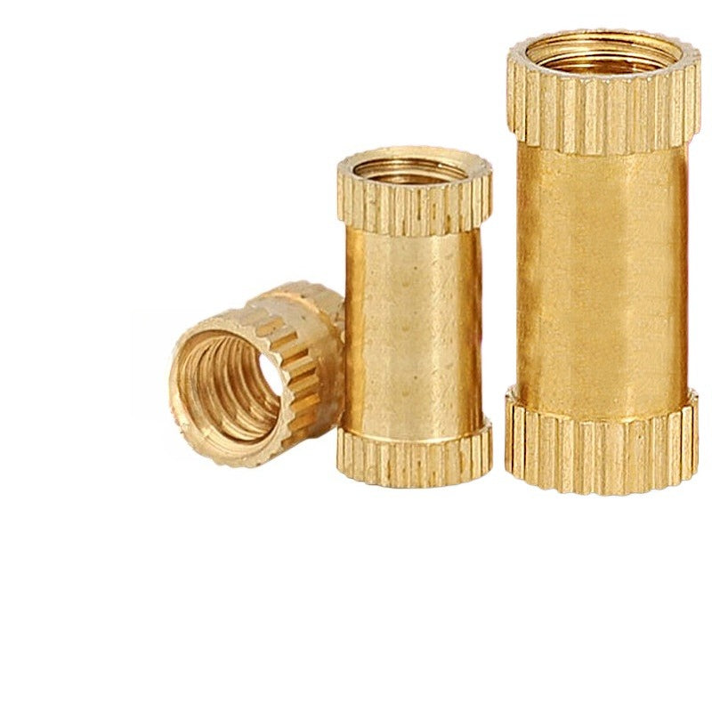 M1.6/M2.5/M3 Injection molded copper nut double through hole embedded inlay copper flower mother hot melt knurled nut for Assembly