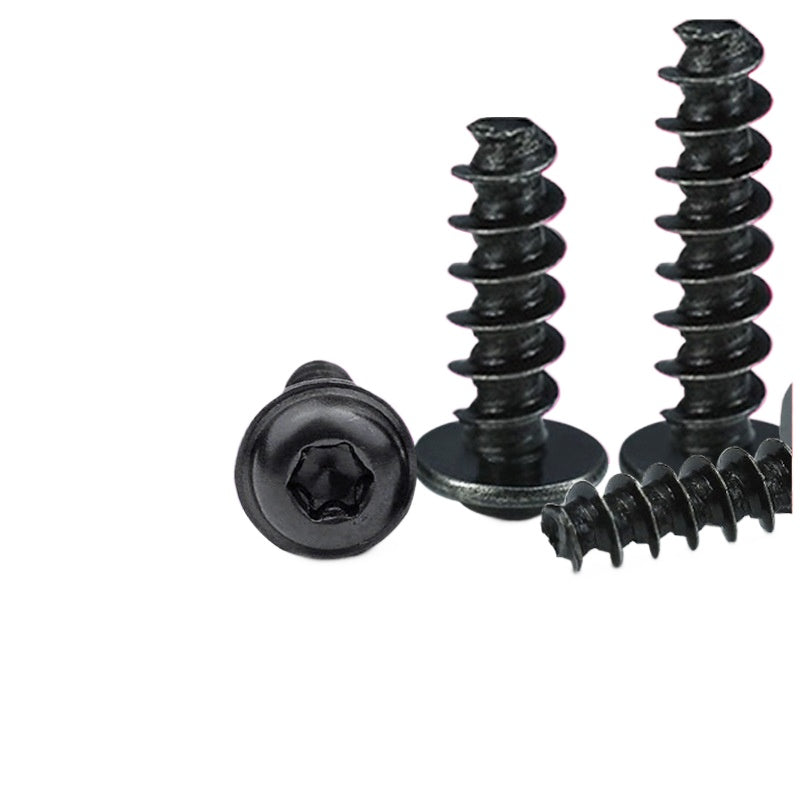 M2/M3/M4/M5  Black 304 stainless steel plum blossom head with padded round head flat tail self-tapping screw PWB pan head self-tapping nail for Household & Industrial Use