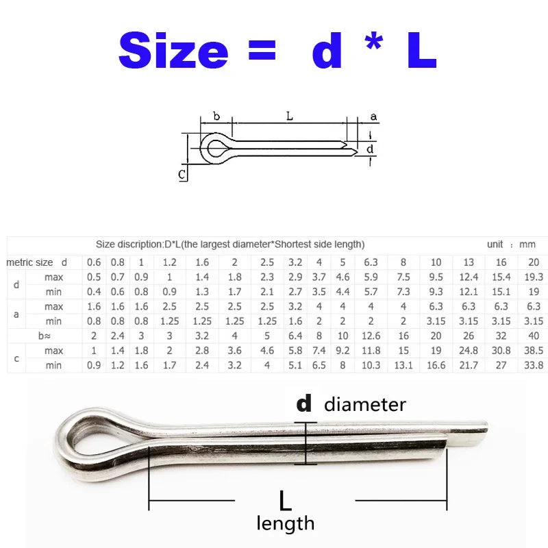 GB91 [M1-M10] 304 Stainless Steel Cotter Pin Split Pins  split pin snap pin whistle hairpin U-pin steel pin