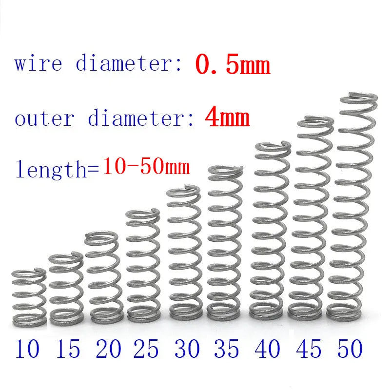 20pcs wire diameter = 0.5mm OD = 4mm Stainless Steel Micro return Small Compression anti corrosion extension springs L=10-50