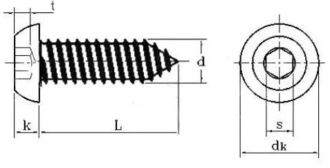 Pan HeadHexagon Socket Button Head Self Tapping Screws Round Head Hex Self tapping Screw  8.8 High Strength 304 Stainless Steel