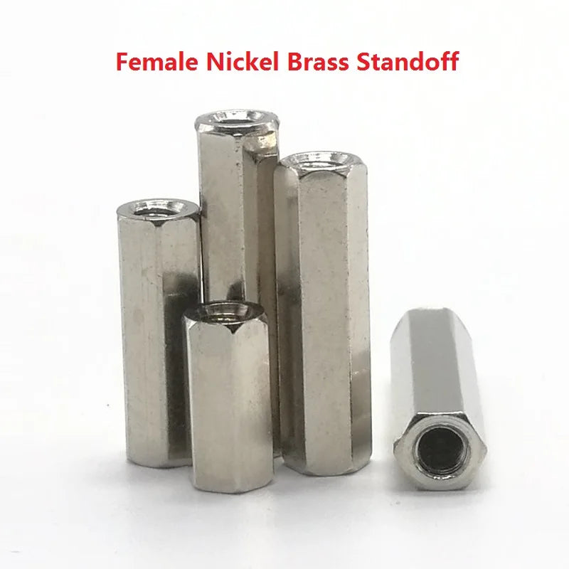 20Pcs nickel plated brass hex standoff M3*6/8/10/12/15/18/20/25/30 female to female or 3*L+6  male to female nickel brass spacer