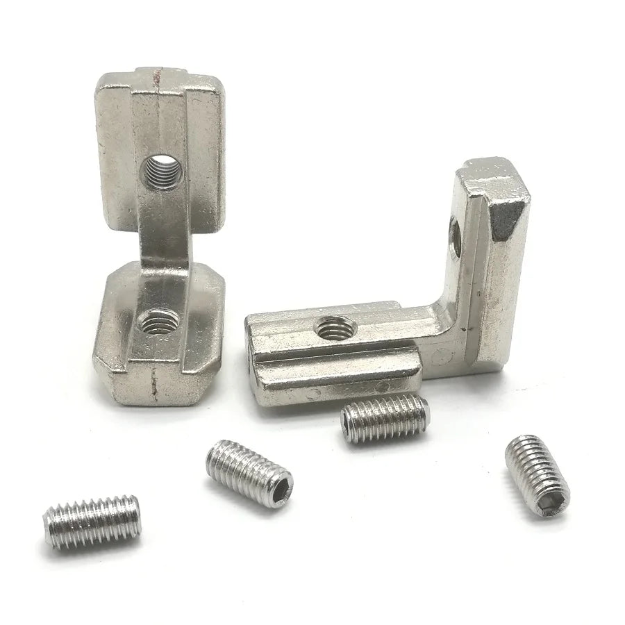 2-10pcs T Slot L-Shape 2020 3030 4040 Aluminum Profile Interior Corner Connector Joint Bracket with screw