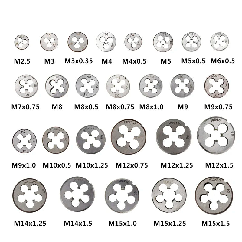 Left Fine tooth 1pc M2 M3 M4 M5 M6 M7 M8 M9 M10 M12 M14 M15 M16 Left Hand Thread Die Metal Threading Tools Metric Thread Die