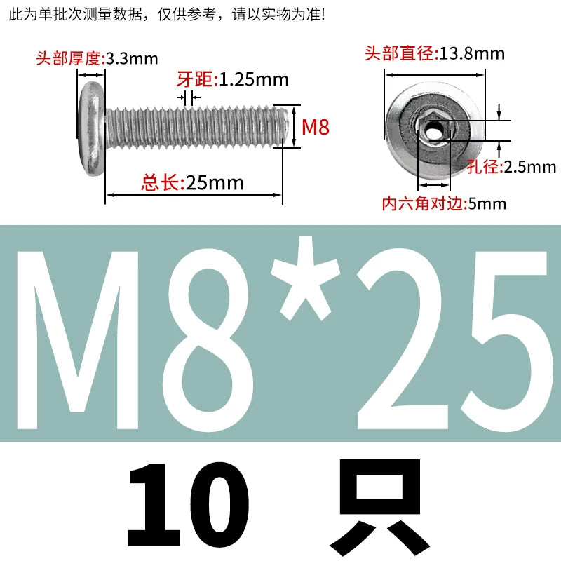 Thin Head Hex Socket Hollow Screws with Chamfered Edge, 304 Stainless Steel Vented Bolts