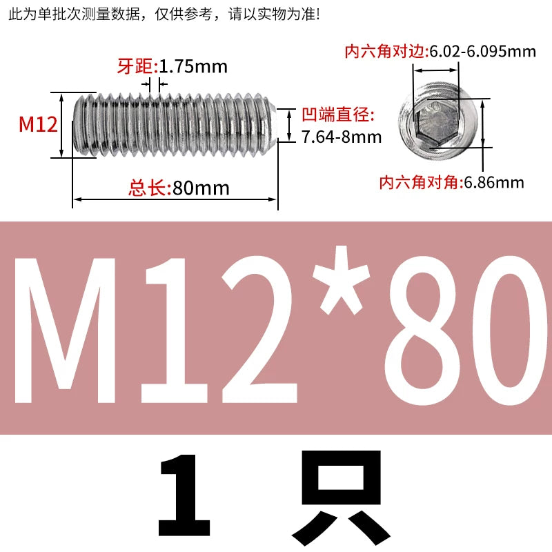 DIN916 M3-M10  316 Stainless Steel Concave End Set Screw Hex Socket Headless Fastener