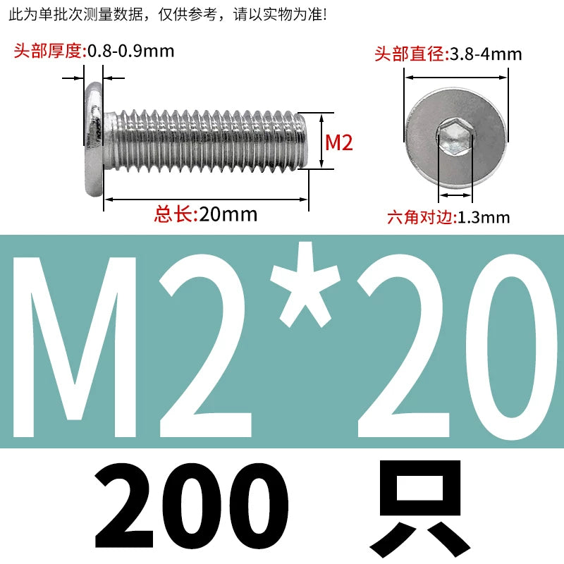10.9 / 304 Stainless Steel Black Hex Screw CM Ultra-Thin Large Flat Head Low Profile C-Head Flat Shank M1.6-M12