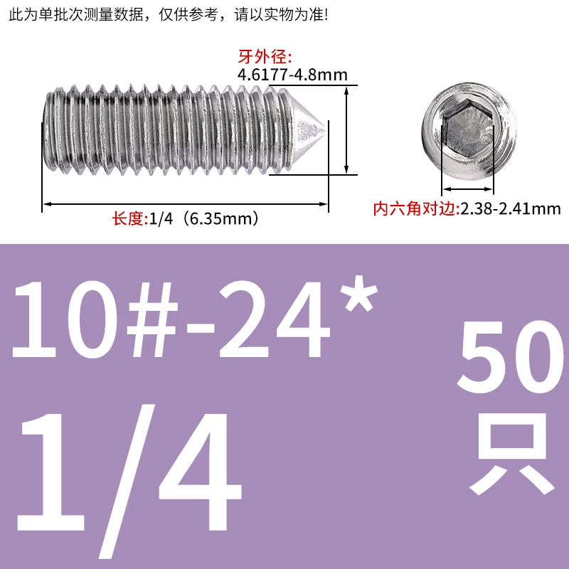 UNC/UNF Imperial Set Screw 304 Stainless Steel Hex Cone End Headless American Bolt