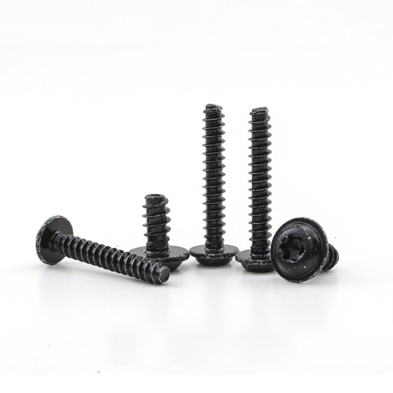 M2/M3/M4/M5  Black 304 stainless steel plum blossom head with padded round head flat tail self-tapping screw PWB pan head self-tapping nail for Household & Industrial Use