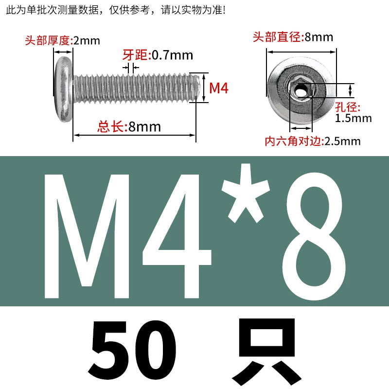 Thin Head Hex Socket Hollow Screws with Chamfered Edge, 304 Stainless Steel Vented Bolts