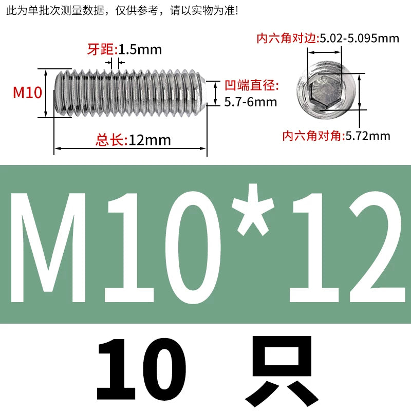 DIN916 M3-M10  316 Stainless Steel Concave End Set Screw Hex Socket Headless Fastener