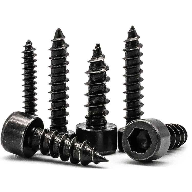 M2/M3/M4/M5 8.8 Grade Cylindrical Hex Head Self-Tapping Screws Black Wood Screws for Wood & Furniture Assembly