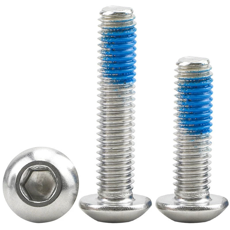 180° Threadlocking Adhesive Coated 304 SS ISO7380 Button Head Hex Socket Mushroom Head Machine Screws