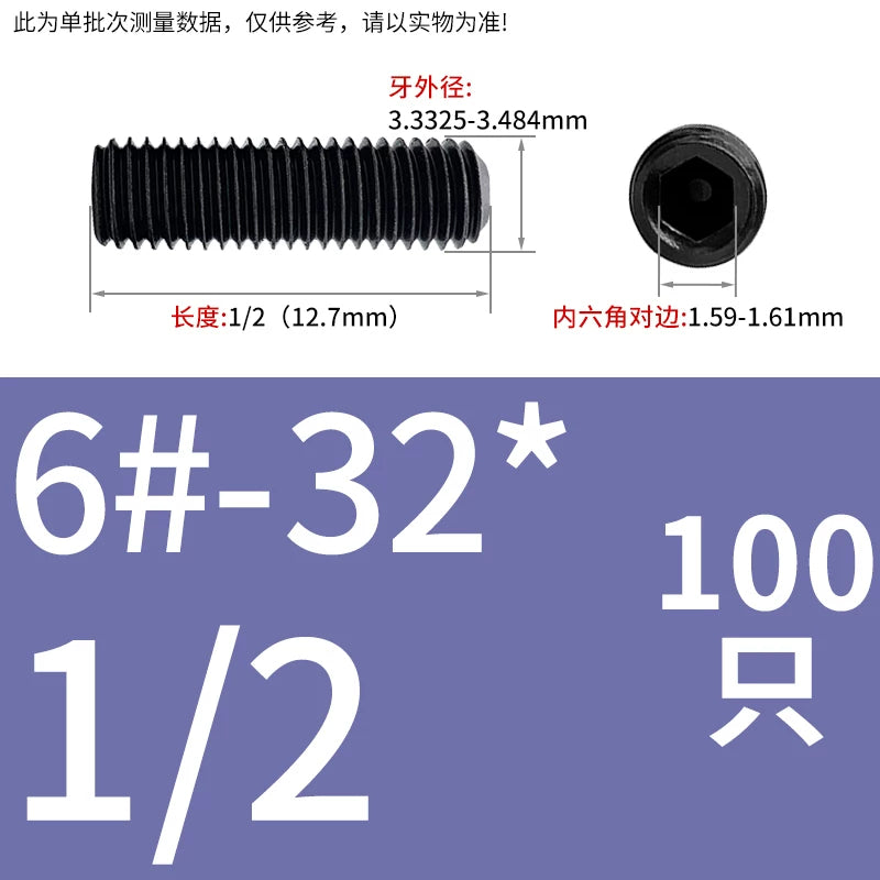 2#-4#-40UNC 6#-32UNC Screw 12.9 Grade Hex Headless Imperial Stop Bolt