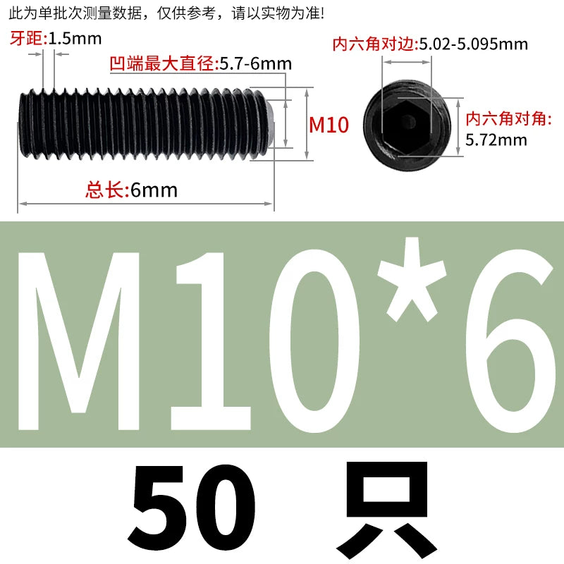 DIN916/GB80 M1.6-M24 Concave End Screw | 12.9 Grade Hex Socket Headless Industrial Set Screw