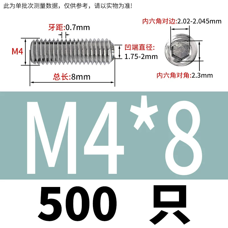 916K Headless Set Screw 304/316L Stainless Steel Hex Socket Knurled Concave End Threaded