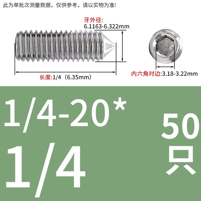 UNC/UNF Imperial Set Screw 304 Stainless Steel Hex Cone End Headless American Bolt
