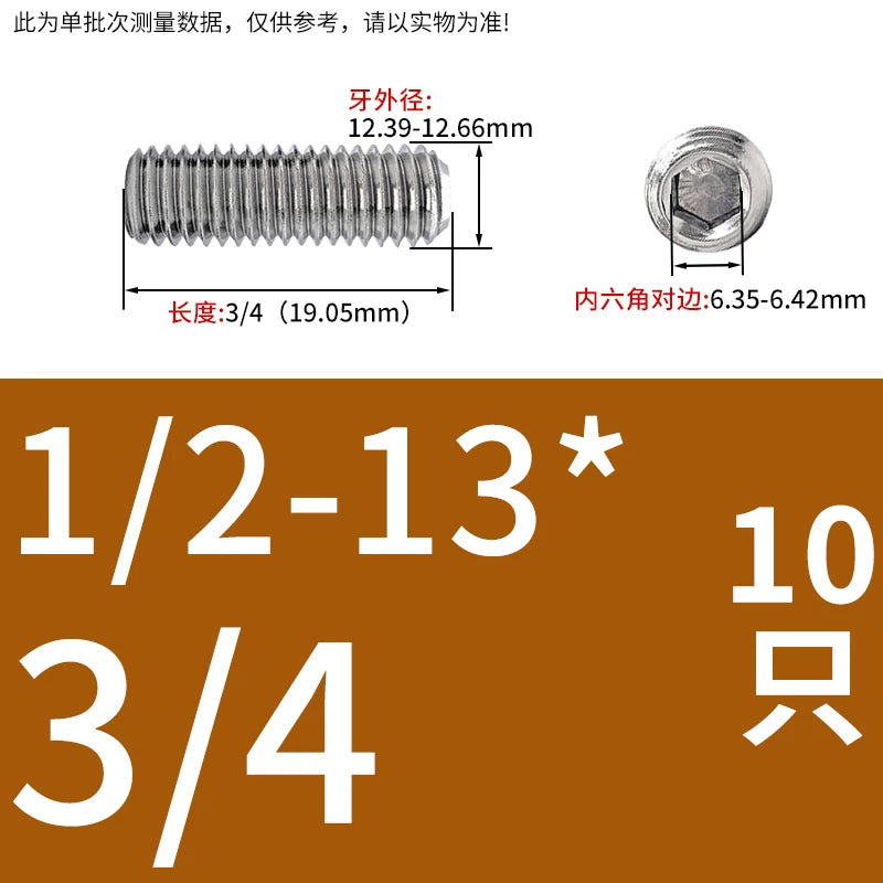 UNC/UNF Stainless Stee Set Screw Inch Headless Hex Socket Concave End Coarse/Fine Thread Screw