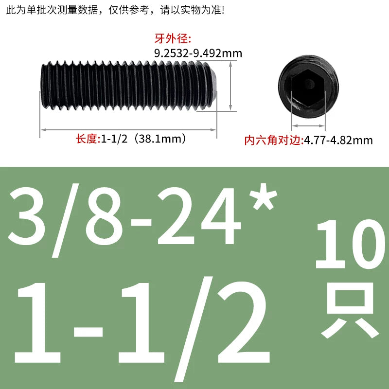 5/16-24 3/8-24 1/2-20 5/8-18 UNF Grade 12.9 Hex Socket Screw Fine Thread Concave End Fastener