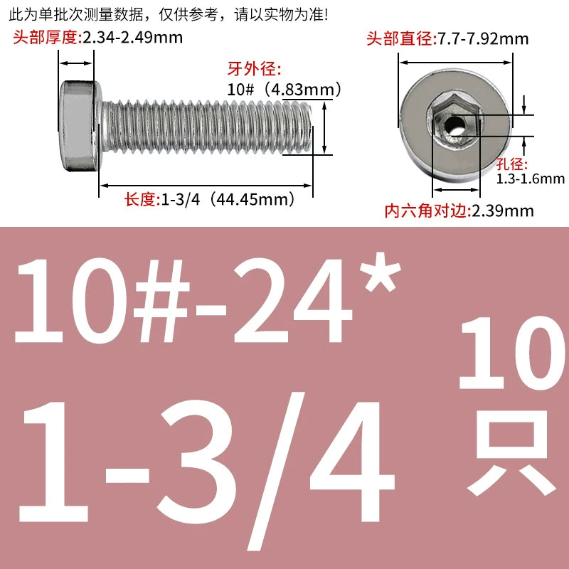 UNC/UNF 304 Imperial Screw Hex Low Head Hollow Exhaust Threading Thin Head Fastener