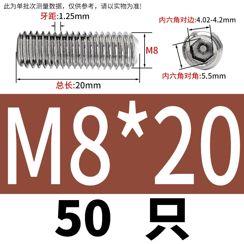 DIN913/GB77 M1.6-M20 Headless Set Screw 304 Stainless Steel Hex Socket Flat End Grub Screw