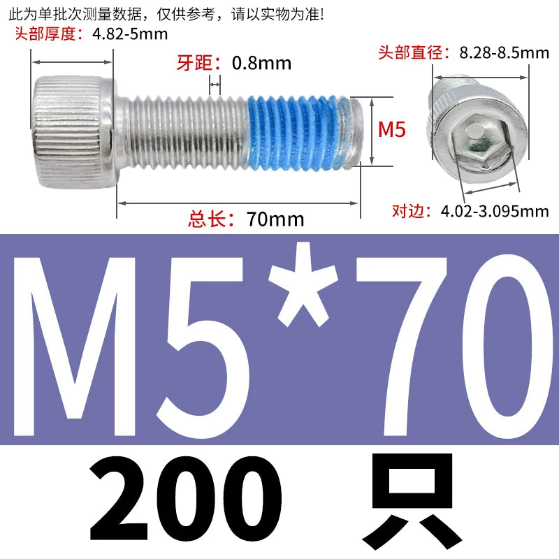 DIN912 Screw M1.4-M24  304 Stainless Steel Cup Head Hex Socket Coated Anti-Loose Bolt