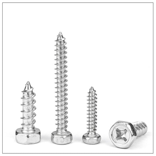 201 stainless steel cross-groove outer hexagonal self-tapping screw  for Sheet Metal & Furniture Assembly