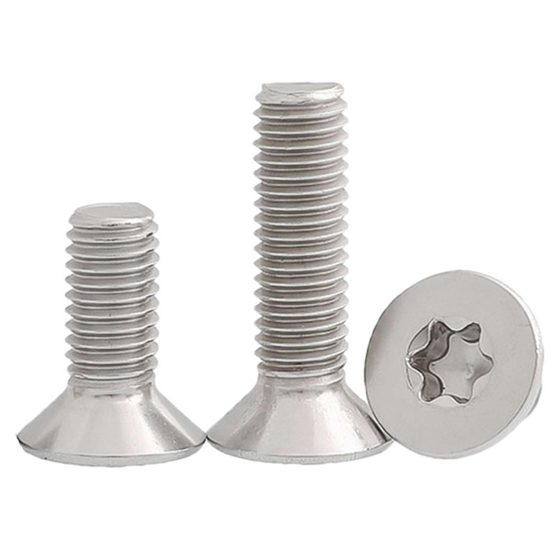 M2/M3 10.9 grade iron nickel plated countersunk head plum blossom screw pattern flat head carbon steel tooth screw for Electronic & Precision Hardware Installation