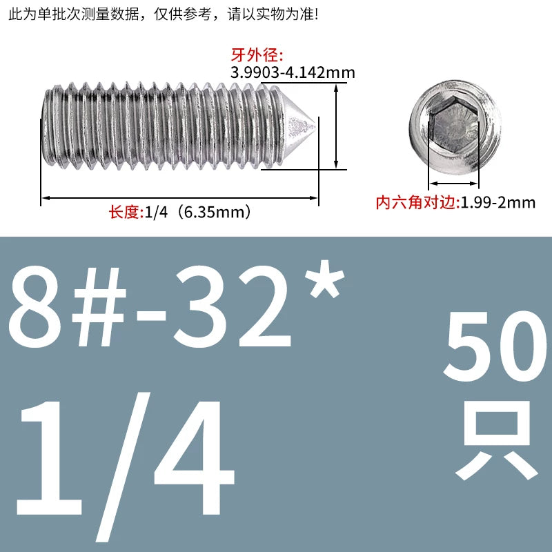 UNC/UNF Imperial Set Screw 304 Stainless Steel Hex Cone End Headless American Bolt