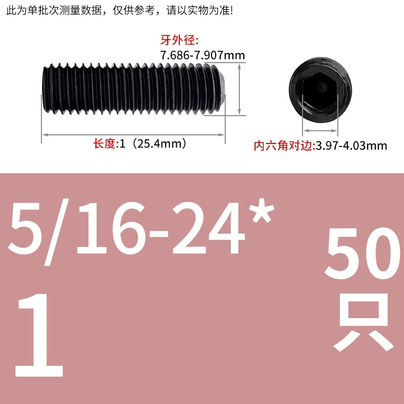 2 #-3/4UNC/UNF Grade 12.9 Screw Imperial Concave End Hex Headless Machine Rice Stop Screw
