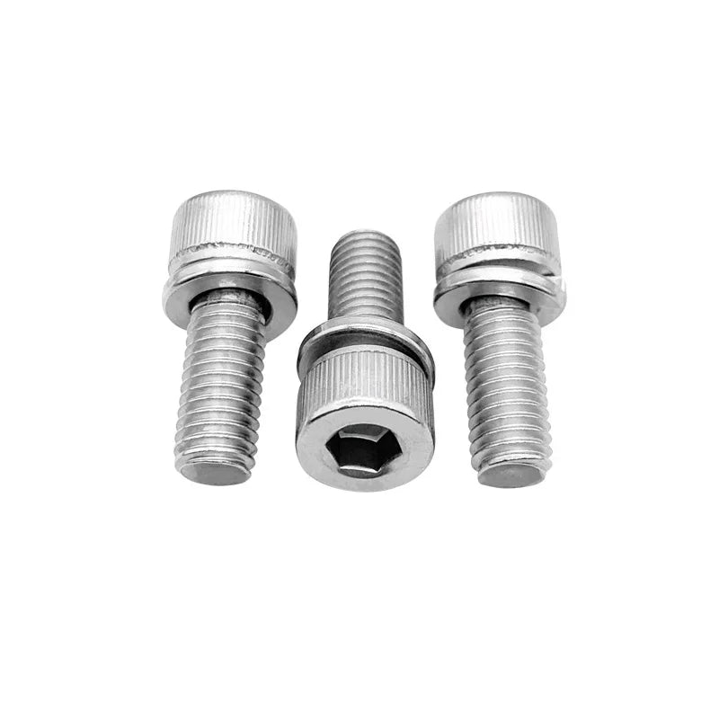 M5-0.8x16 100 PCS 304 Stainless Steel Socket Head Cap Sems Screw with Spring Lock Washer