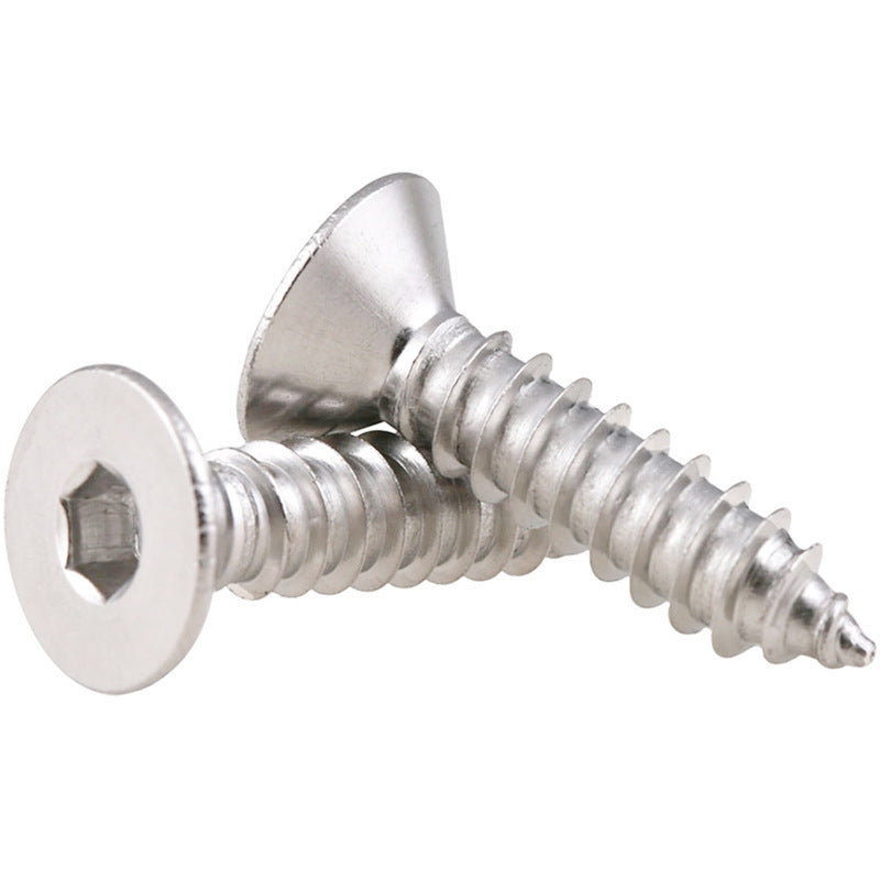 M2/M3/M4 201 Stainless Steel Countersunk Head Hexagon Self-Tapping Screws Flat Head Hexagon Self-Tapping Screws for Furniture & Construction