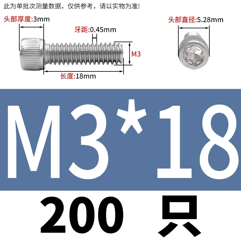 M2 & M3 Black 304 Stainless Steel Torx Socket Head Cap Screws | Knurled ISO 14580